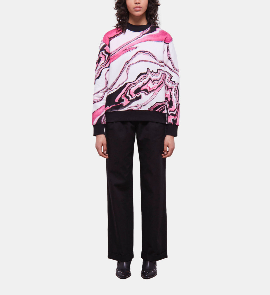 Printed Sweatshirt | Women | White Pink