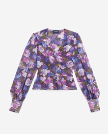 Buttoned Purple Top With Print | Women | Multicolorlor