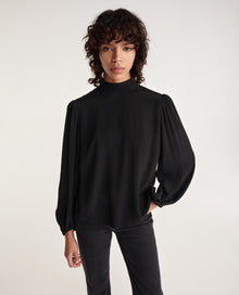 Flowing Top With High Neck | Women | Black