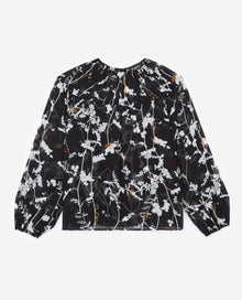 Flowing Top With Gathers & Floral Print | Women | Black