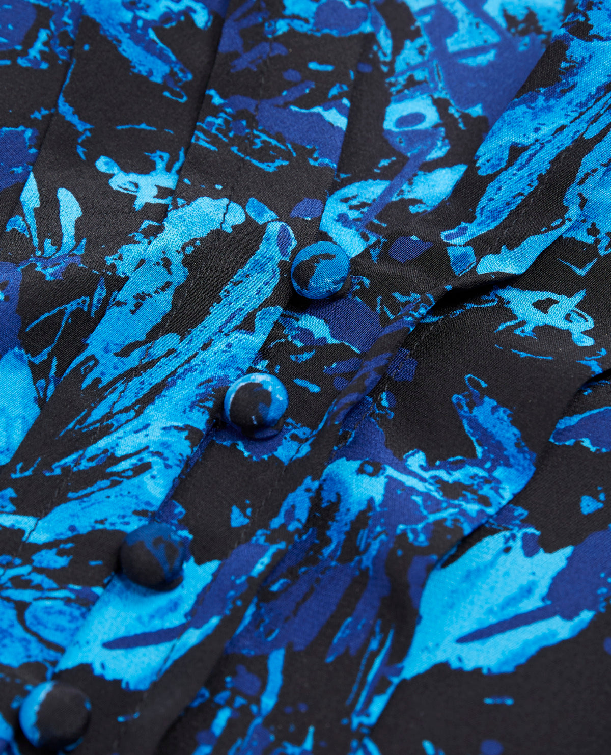 Black Silk Top In All-Over Print | Women | Dark Blue