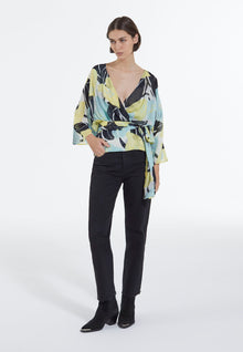 Kimono Flowing Top With Floral Print | Women | Green