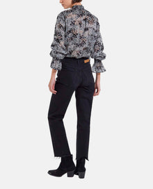 Printed Frilly Blouse | Women | Black