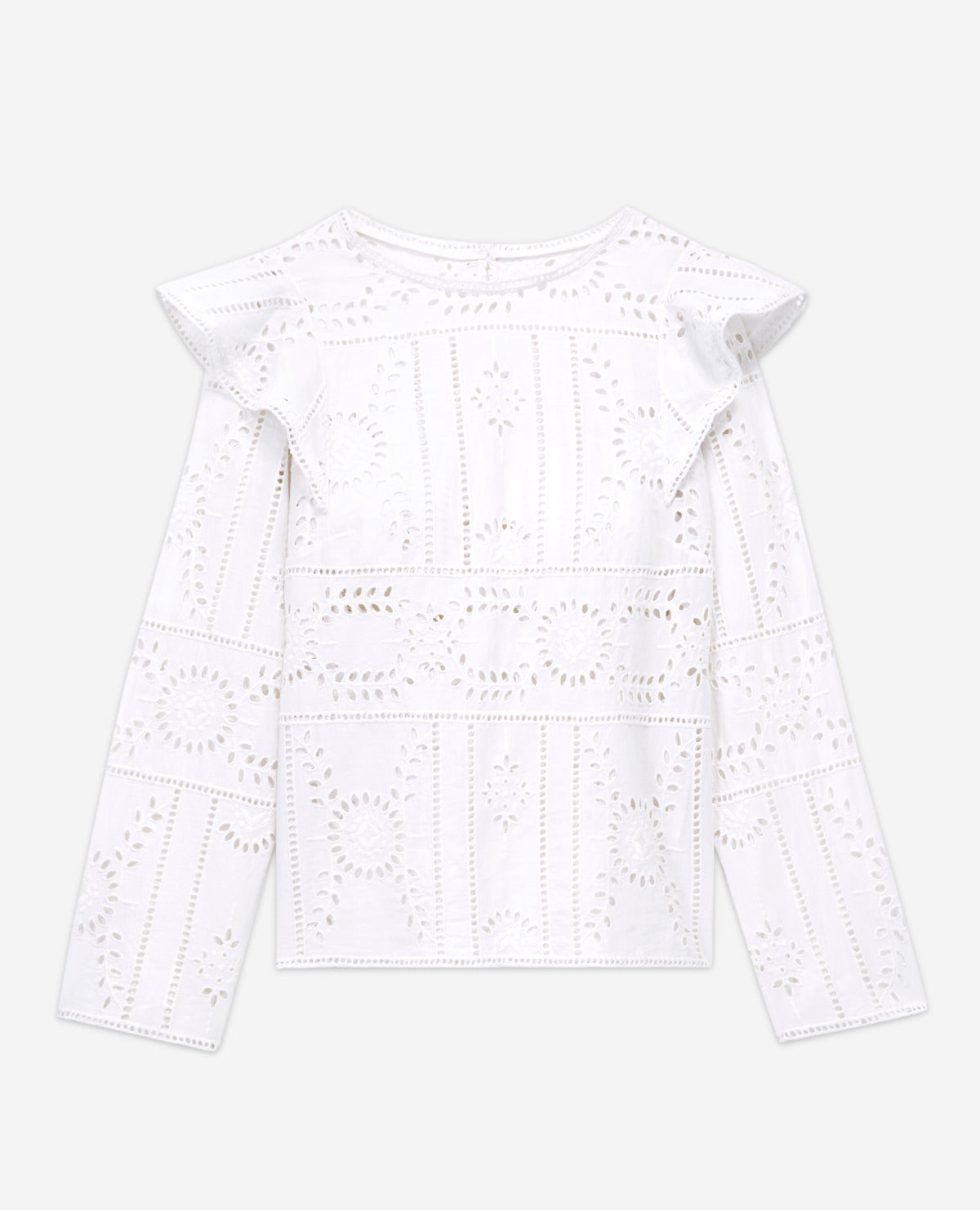 Embroidered Top W/ Long Frilly Sleeves | Women | White