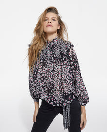 Floral Top | Women | Black x Pink