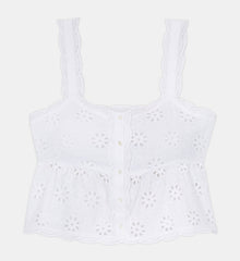 Short Top With Broderie Anglaise | Women | White