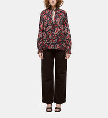 Printed Blouse | Women | Black x Red