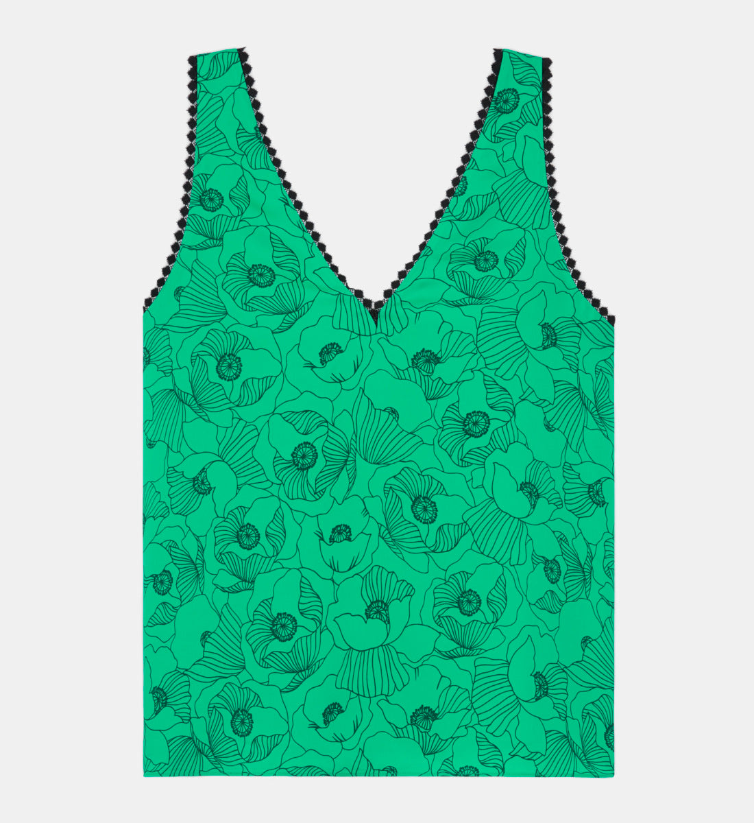 Printed Top With Lace Details | Women | Green