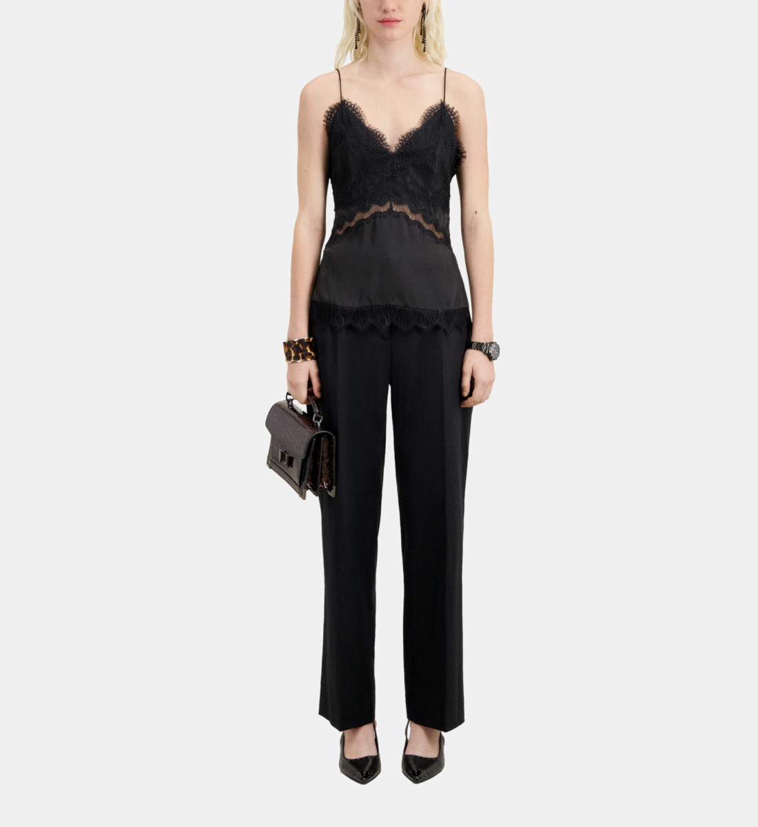 Camisole With Lace Details | Women | Black