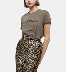 Khaki And Leopard Print What Is T-Shirt | Women | Algue