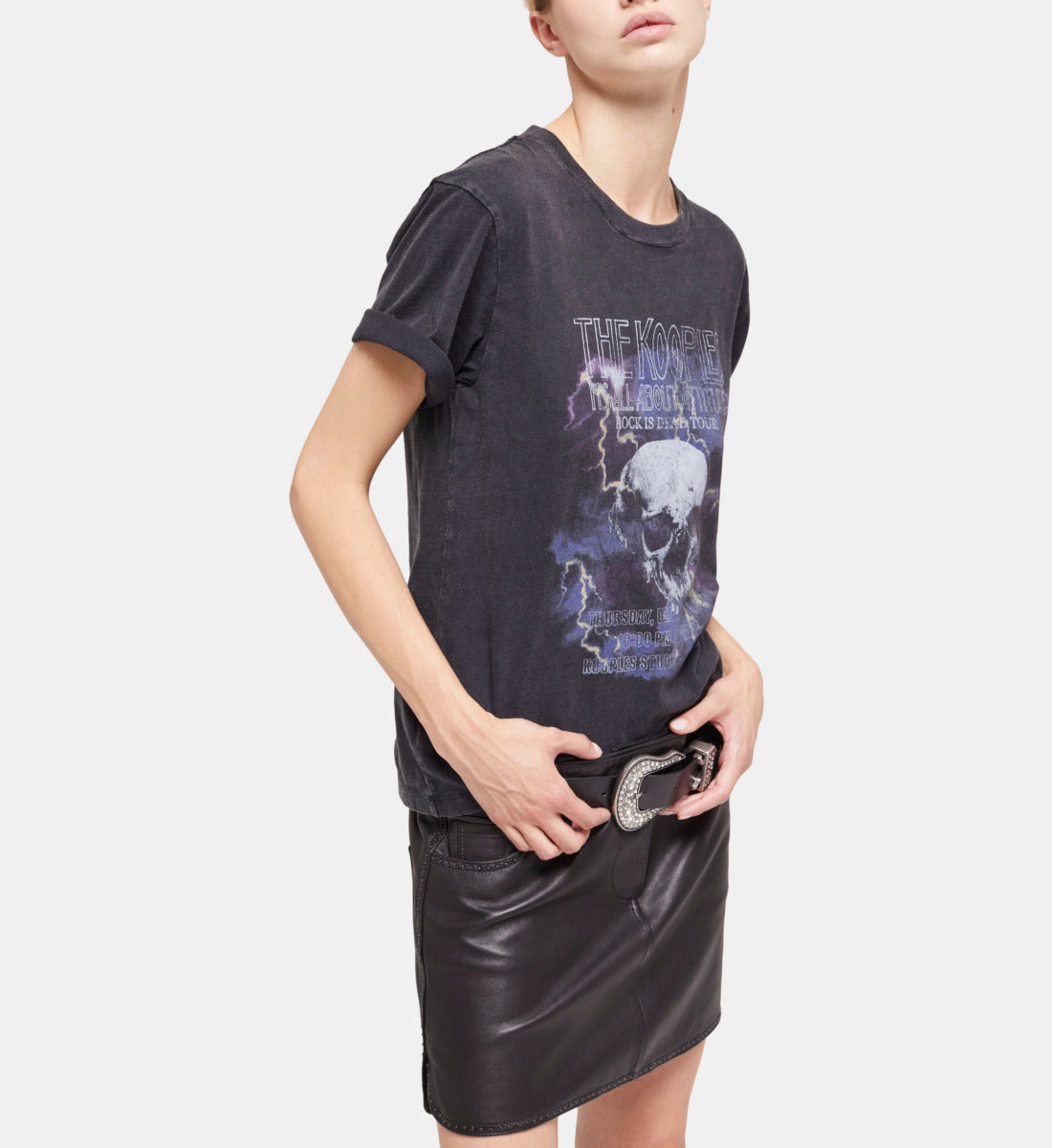 T-Shirt With Skull Screen Print | Women | Black Washed