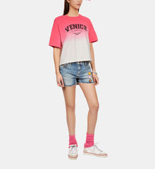 Gradient T-Shirt With Venice Serigraphy | Women | Retro Pink