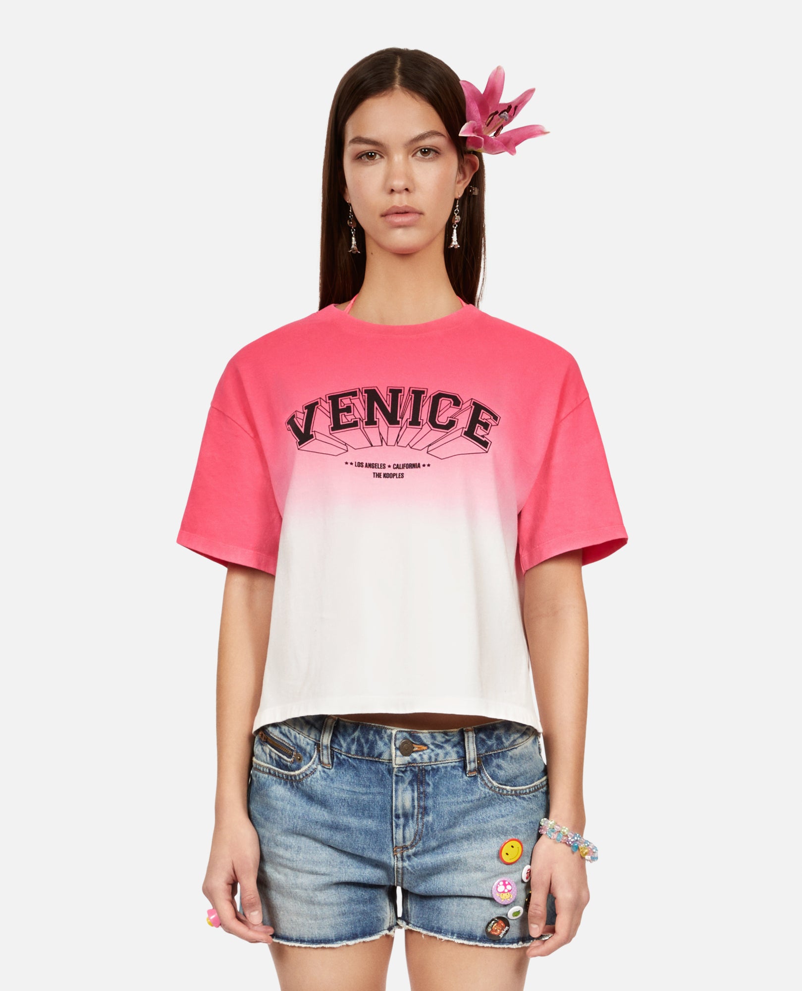 Gradient T-Shirt With Venice Serigraphy | Women | Retro Pink