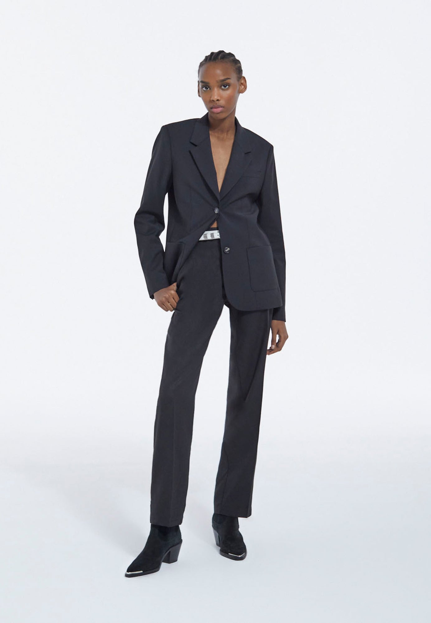 Straight Tailored Wool Jacket | Women | Black