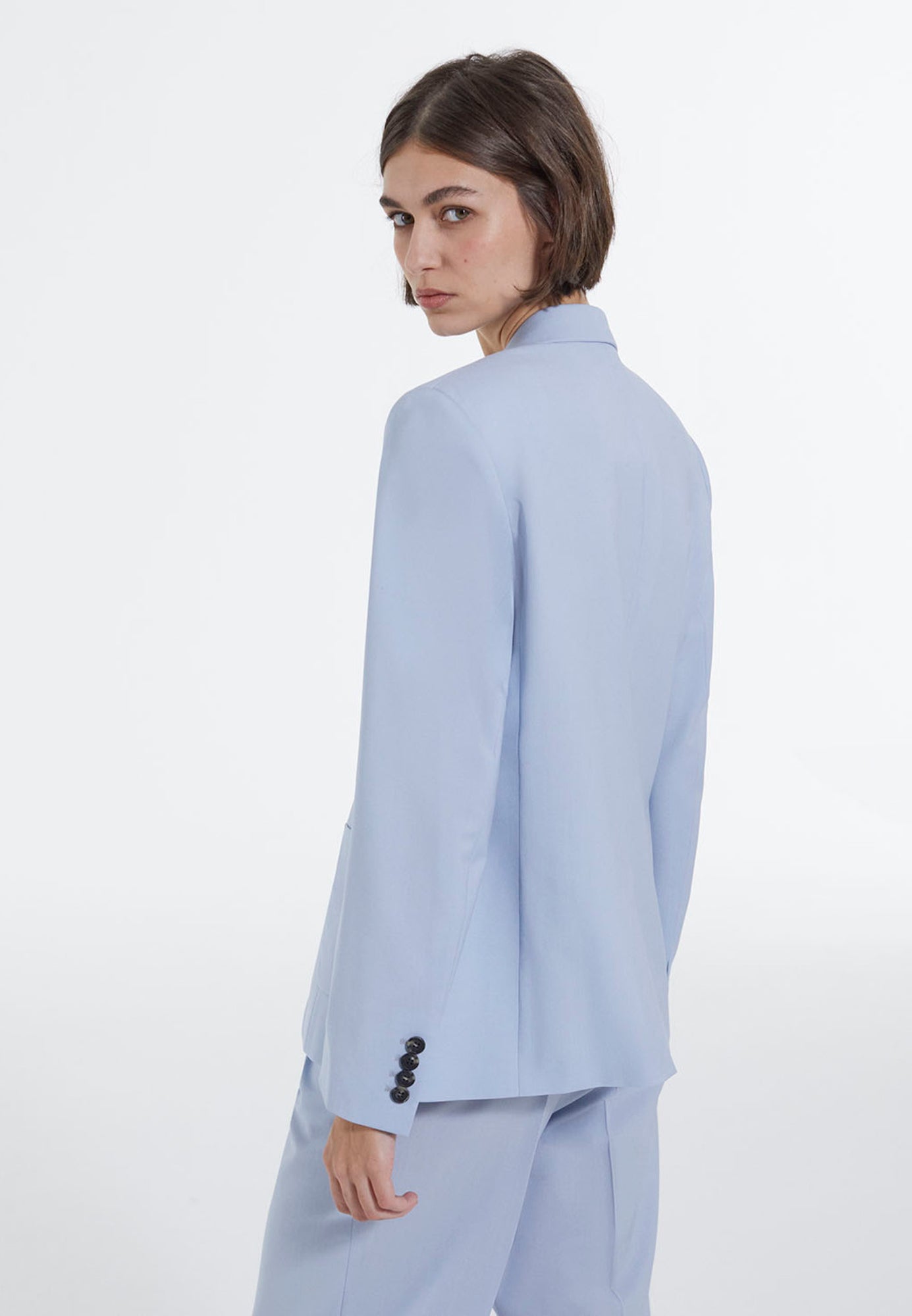 Sky Wool Straight Formal Jacket | Women | Light Blue