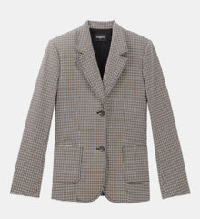 Formal Jacket With Houndstooth Motif | Women | Beige x Brown