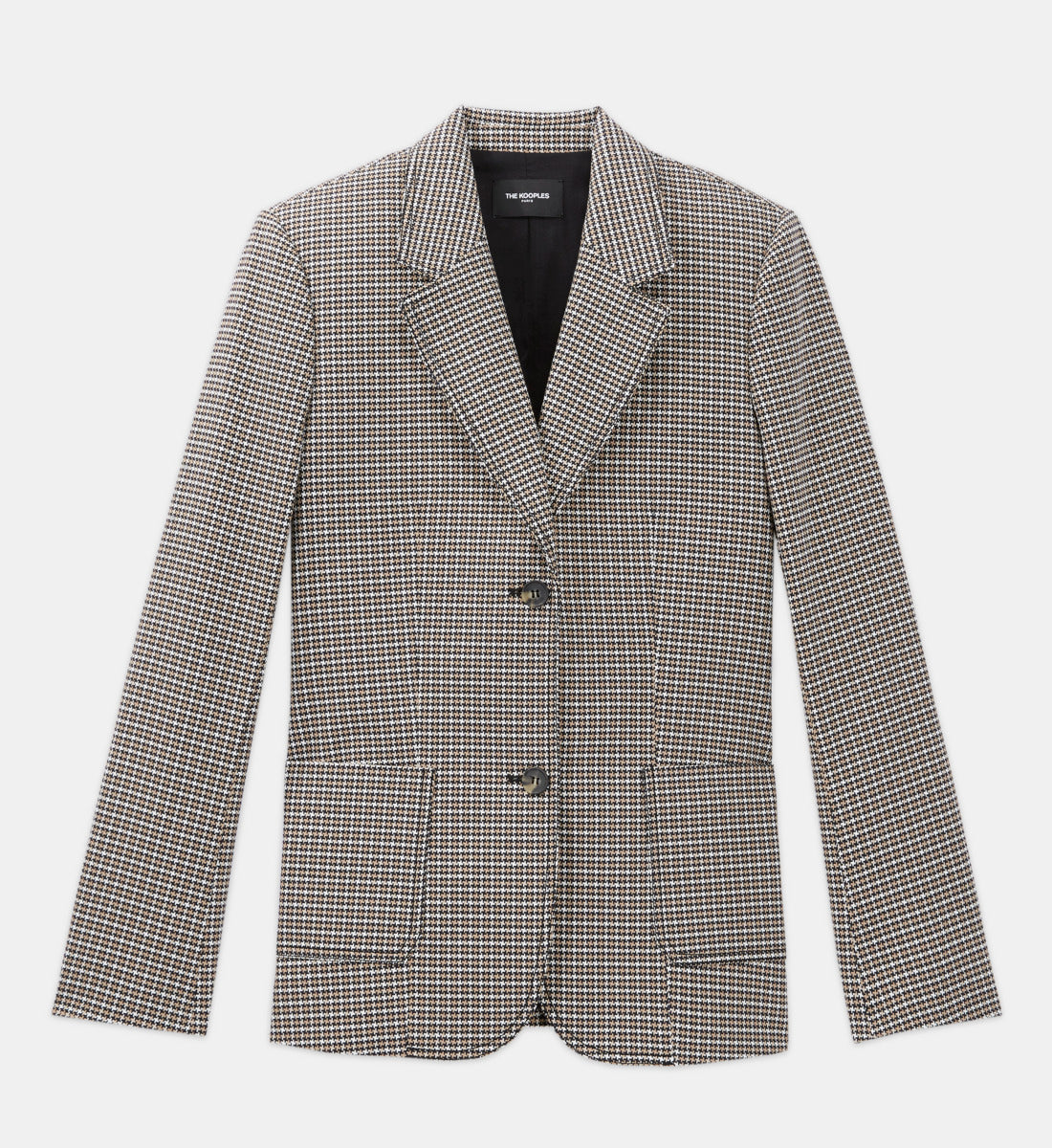 Formal Jacket With Houndstooth Motif | Women | Beige x Brown