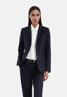 Wool Suit Jacket Cinched Cut | Women | Navy Blue