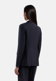 Wool Suit Jacket Cinched Cut | Women | Navy Blue