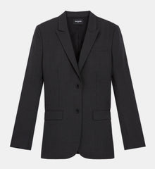 Striped Wool Suit Jacket | Women | Black x White