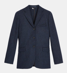 Wool Jacket With Blue Motif | Women | Navy