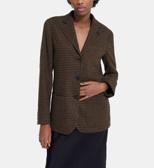 Wool Jacket With Houndstooth Motif | Women | Black Brown