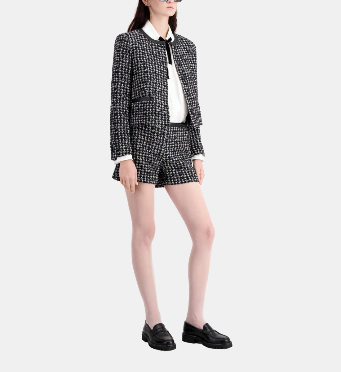 Short Tweed Jacket | Women | Black x White