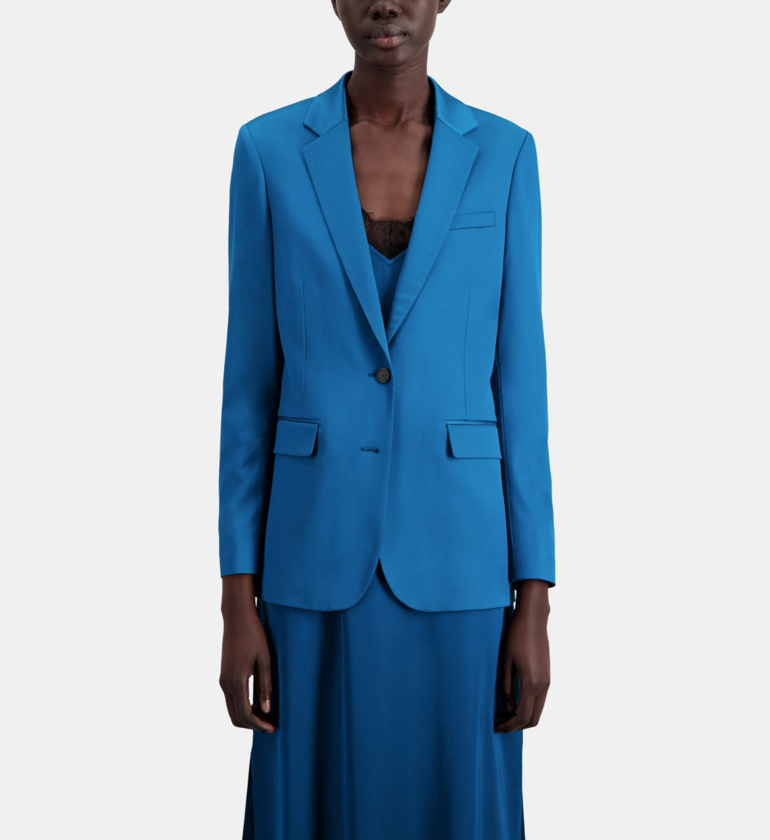 Satin Suit Blazer | Women | Deep Blue