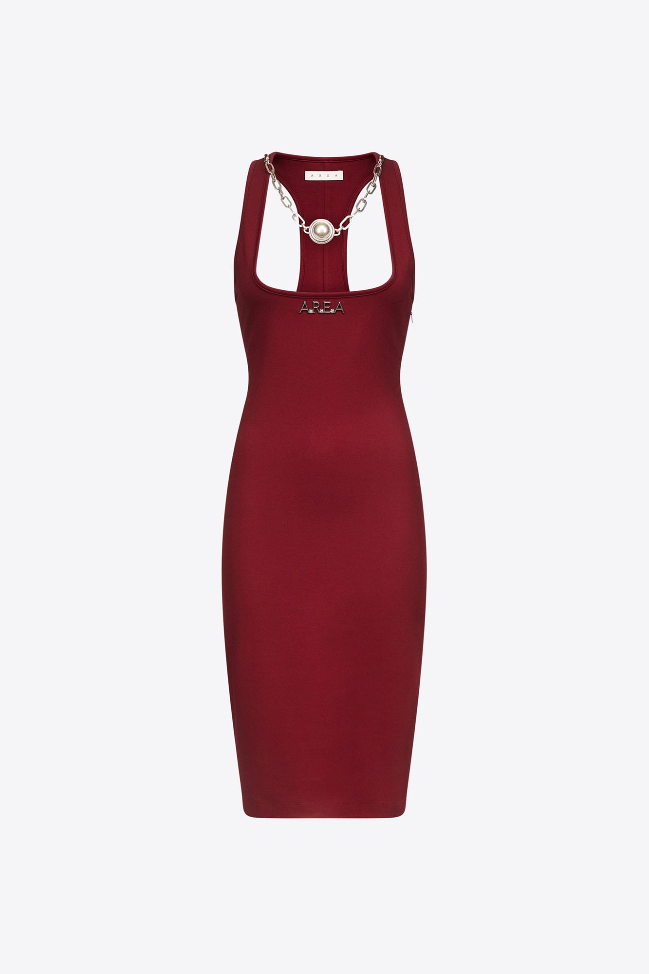 'AREA' Nameplate Tank Midi Dress | Burgundy