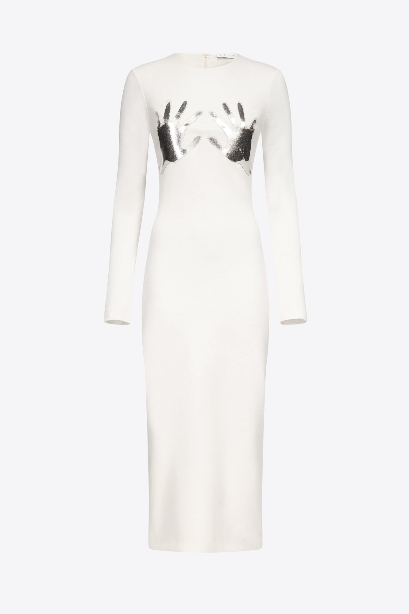 Handprint Long Sleeve Midi Dress | Off White