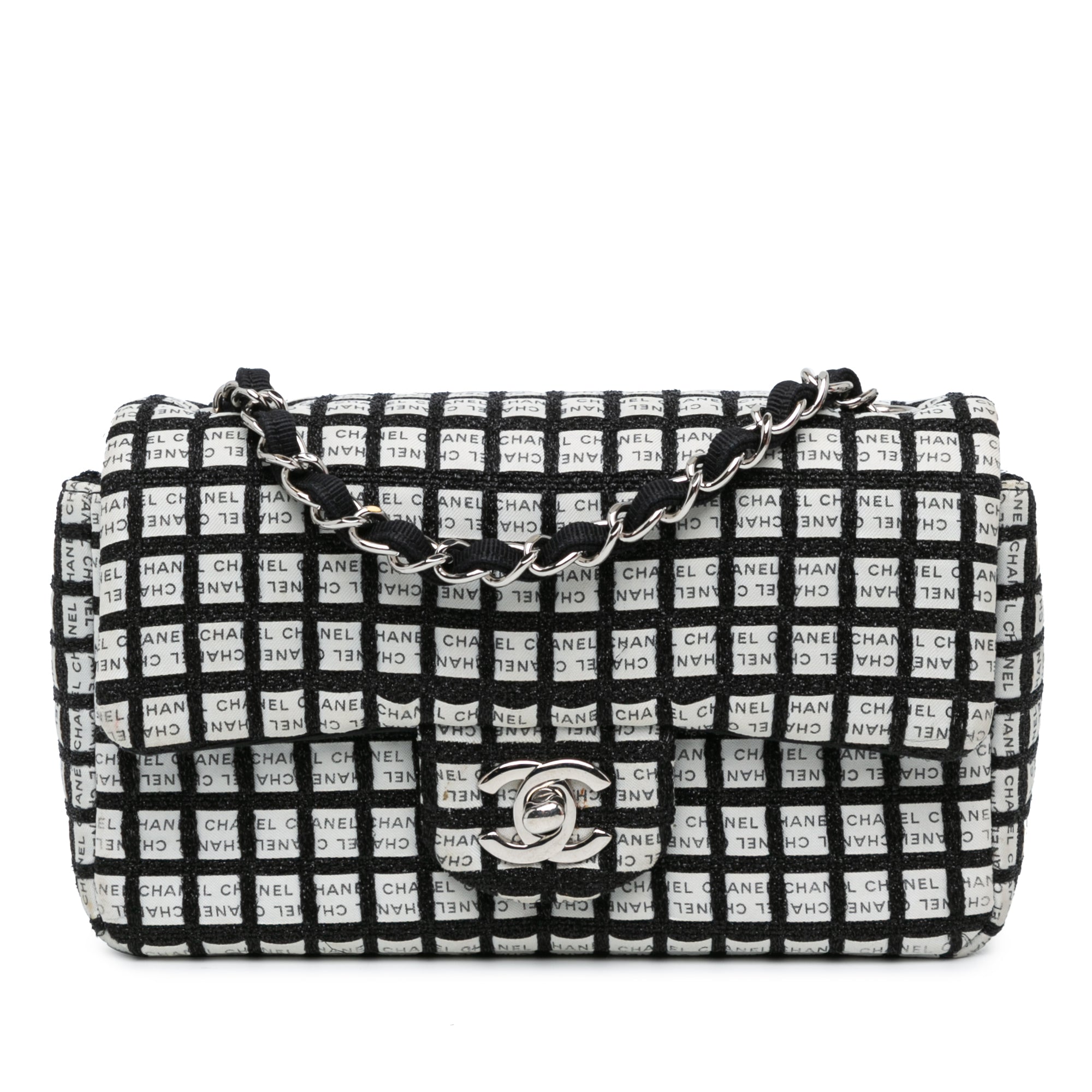 Chanel | Pre-Owned Mini Rectangular Classic Ribbon Tweed Double Flap | White/Off White