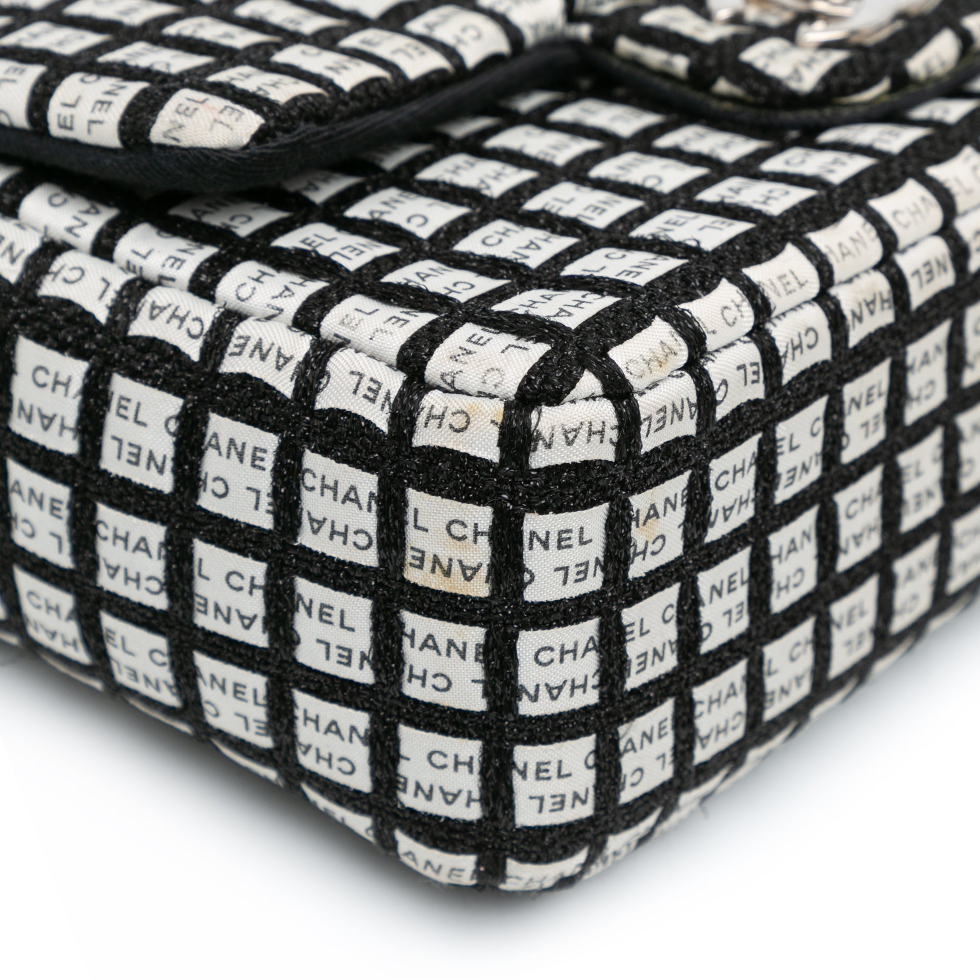 Chanel | Pre-Owned Mini Rectangular Classic Ribbon Tweed Double Flap | White/Off White