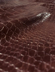 Faux Leather Animal Micro-Mini Skirt::Brown Croc::Details
