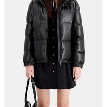 Faux Leather Puffer Jacket | Women | Black