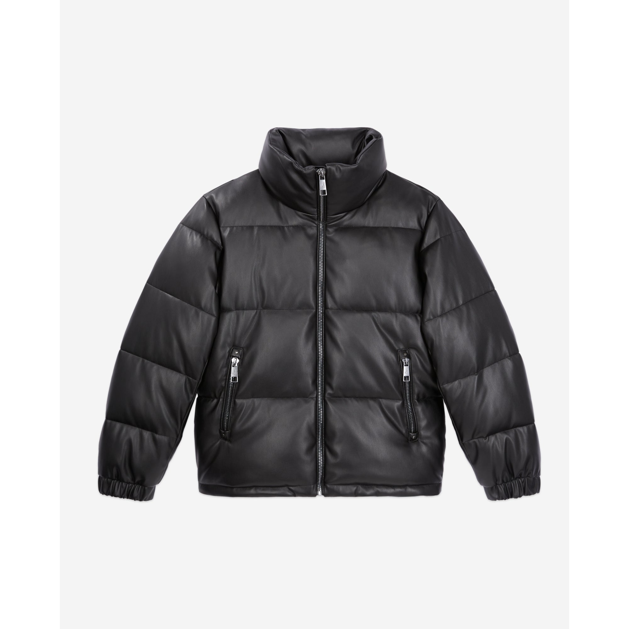 Faux Leather Puffer Jacket | Women | Black