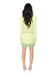 Womens | Feather Trim Button Top | Lime
