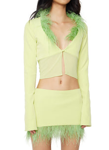 Womens | Feather Trim Mini Skirt | Lime