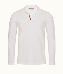 Felix O.B Stripe Tape Cotton Pique Polo Shirt | White