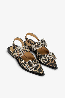 Feminine Buckle Ballerinas in Satin | Leopard