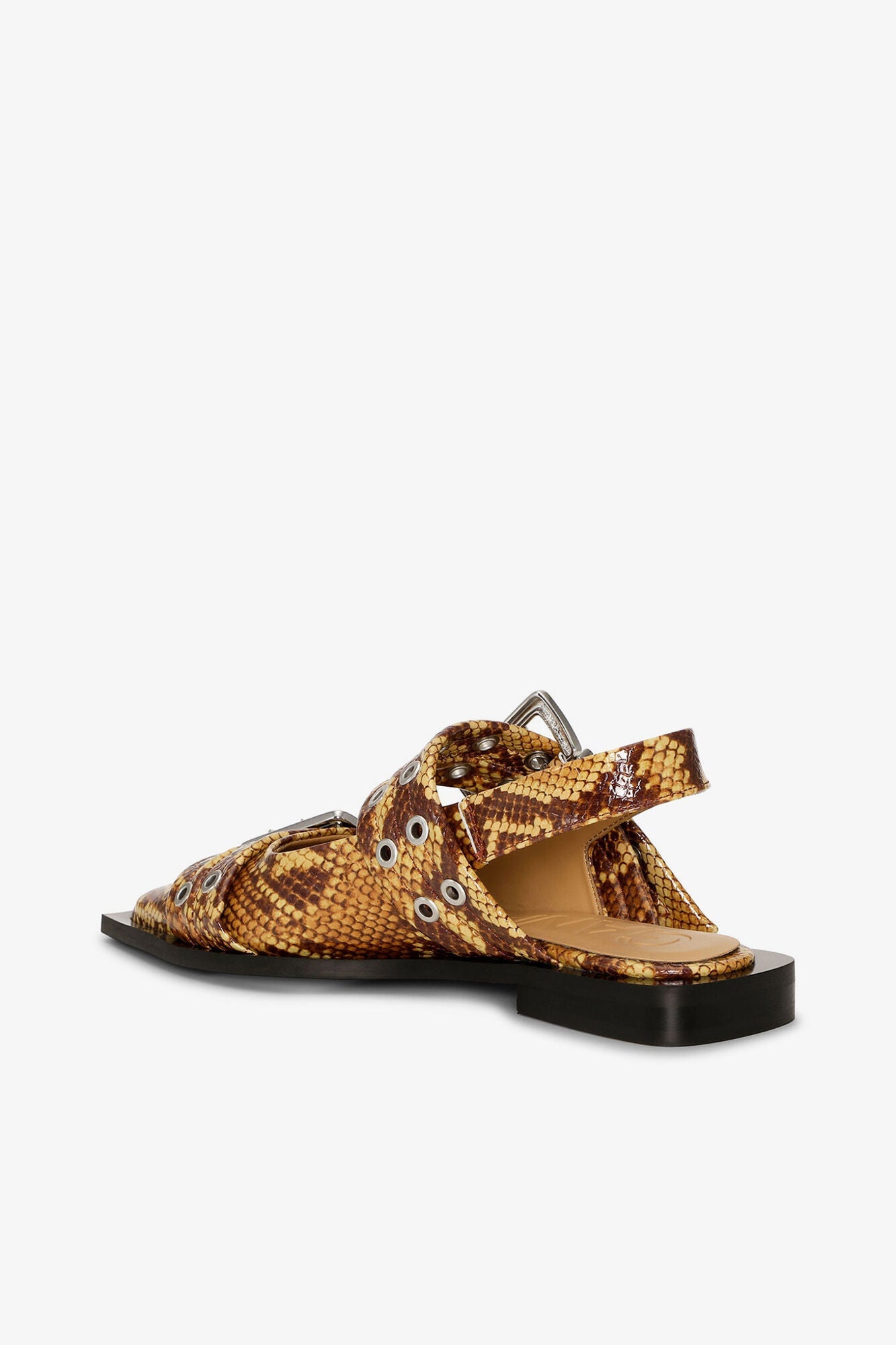 Feminine Buckle Ballerinas in Snake | Buckthorn Brown