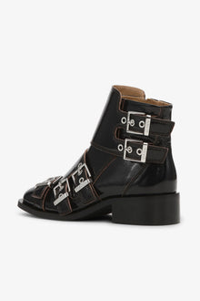 Feminine Buckle Naplack Boots | Black