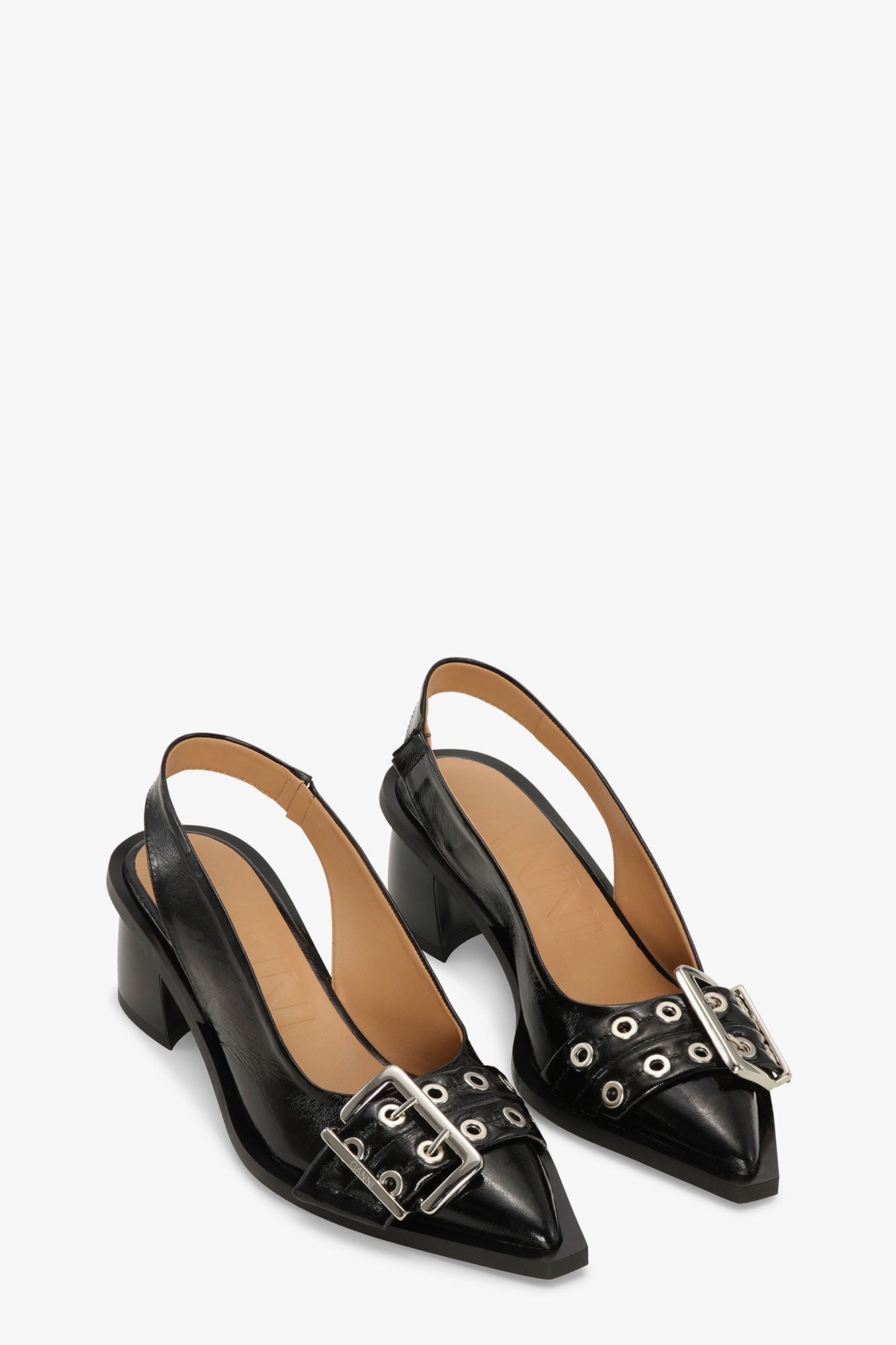 Feminine Buckle Slingback Pumps | Black