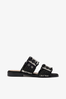 Feminine Buckle Two Strap Sandals in | Black (V2)