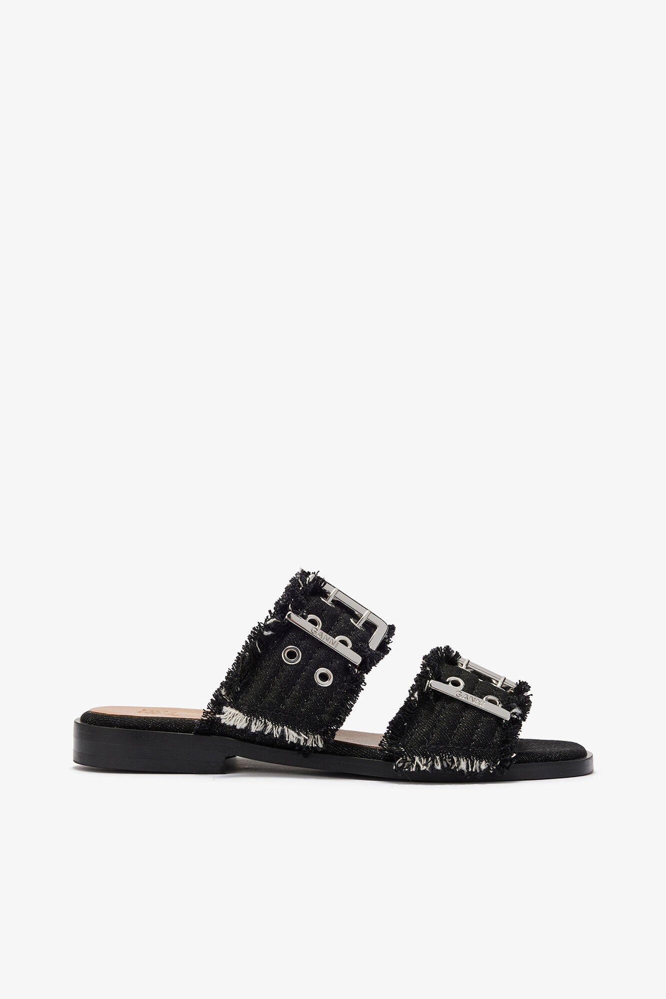 Feminine Buckle Two Strap Sandals in | Black (V2)