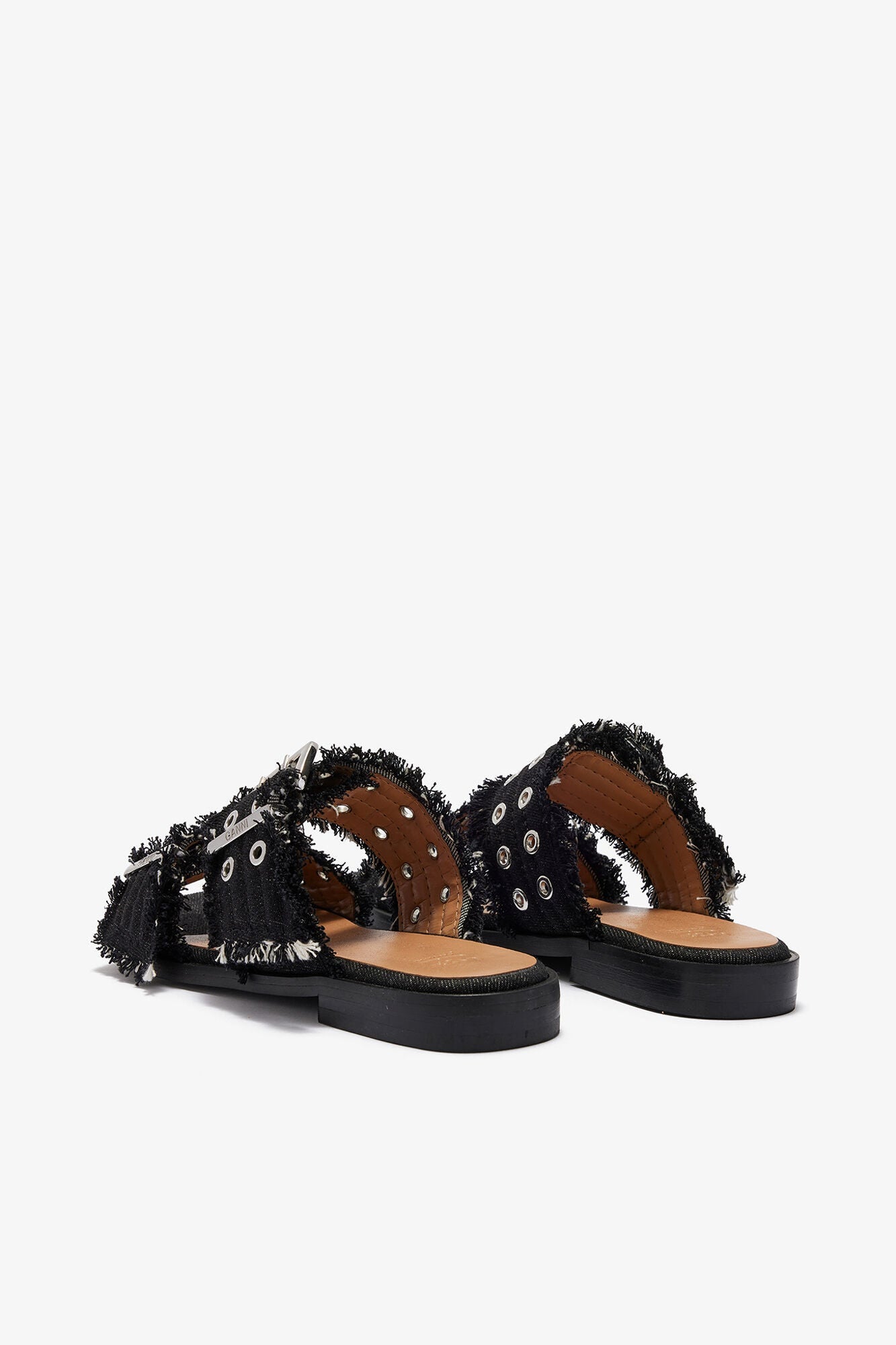 Feminine Buckle Two Strap Sandals in | Black (V2)
