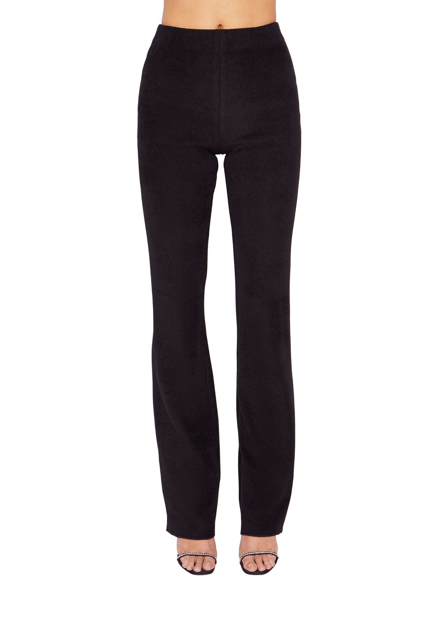 Womens | Flared Rib Knit Leggings | Black