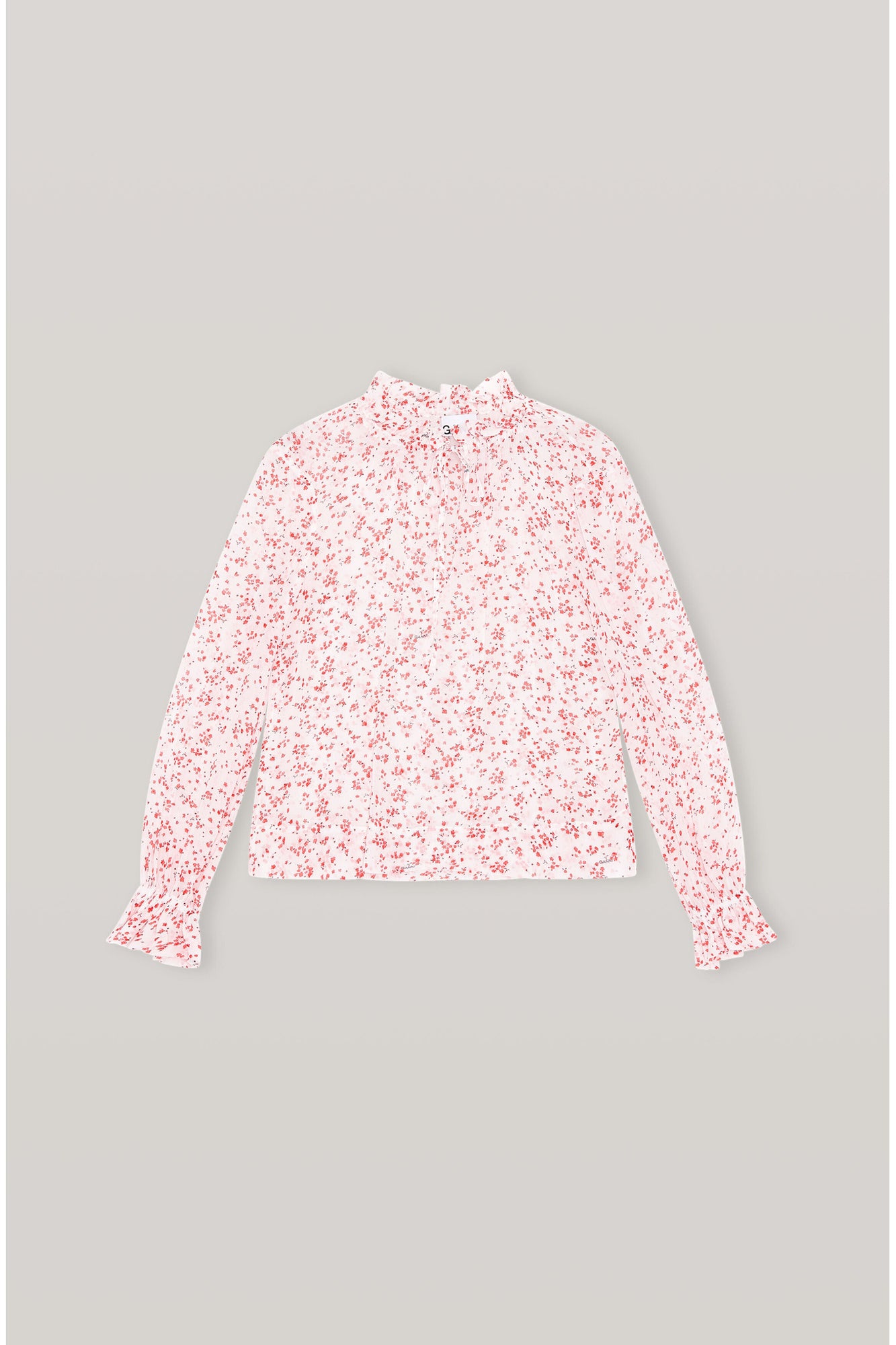 Floral Georgette High Neck Blouse | Egret