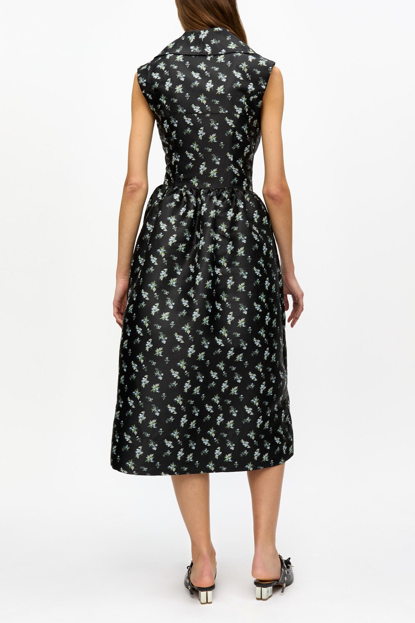 Floral Jacquard Midi Dress | Black