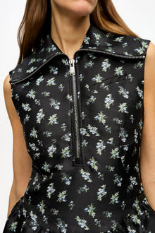 Floral Jacquard Midi Dress | Black