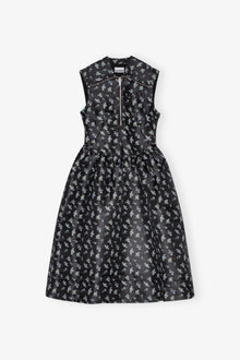 Floral Jacquard Midi Dress | Black
